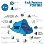 Produktvorteile Pop up Strandmuschel Zack Premium