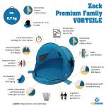 Vorteile Pop up Strandmuschel Zack Premium Family